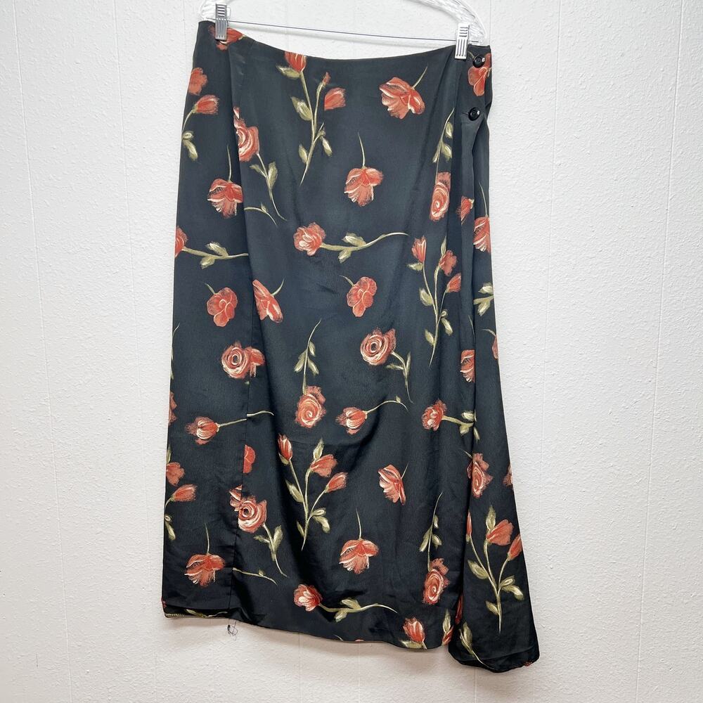 Vintage Wear On Earth Dark Floral Maxi Skirt Womens 14 Fairy Grunge Y2K Boho